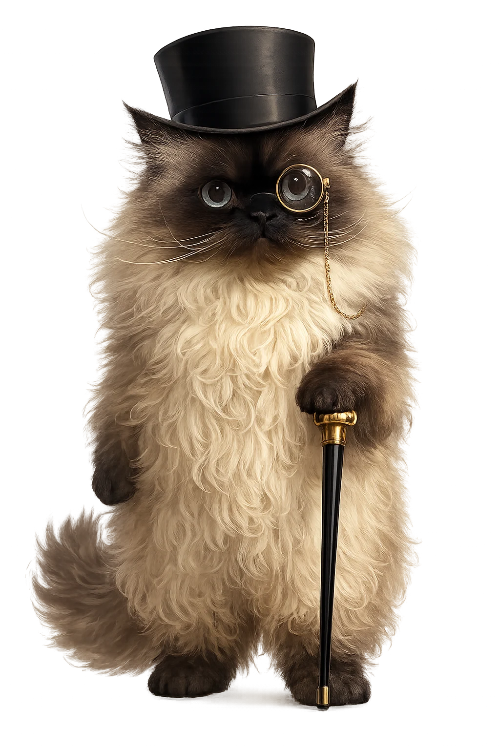Gato con sombrero de copa para acompañar las indicaciones de vestimenta